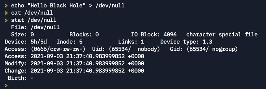 /dev/null 5